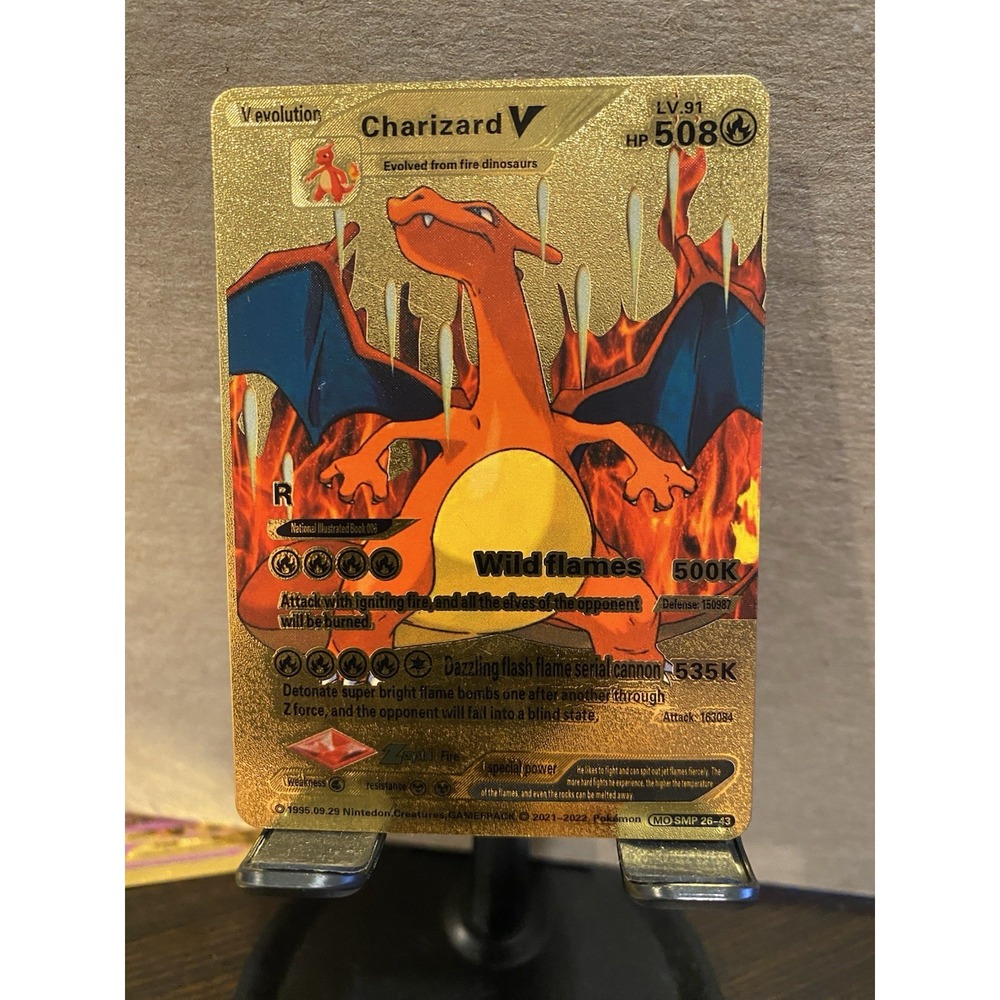 Charizard Foil Metal Pokémon Pokemon Fan Art Collectible Card‎ Trading